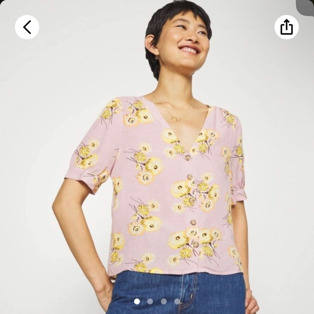 NWOT Madewelll Pink Floral Button Down size Large